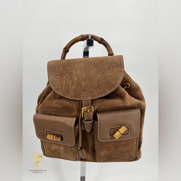 Gucci bamboo suede leather backpack - Picture 1 of 15